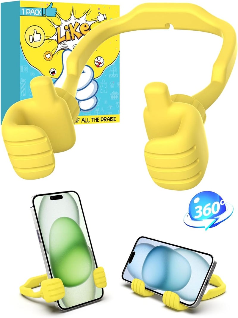 CALDEVER Stocking Stuffers for Teens Boys Girls Cell Phone Stand: Upgrade Adjustable Thumbs Up Lazy Phone Holder for Desk Fun Birthday Gifts for Grandma Adults Husband from Wife (Yellow, 1) - Image 1